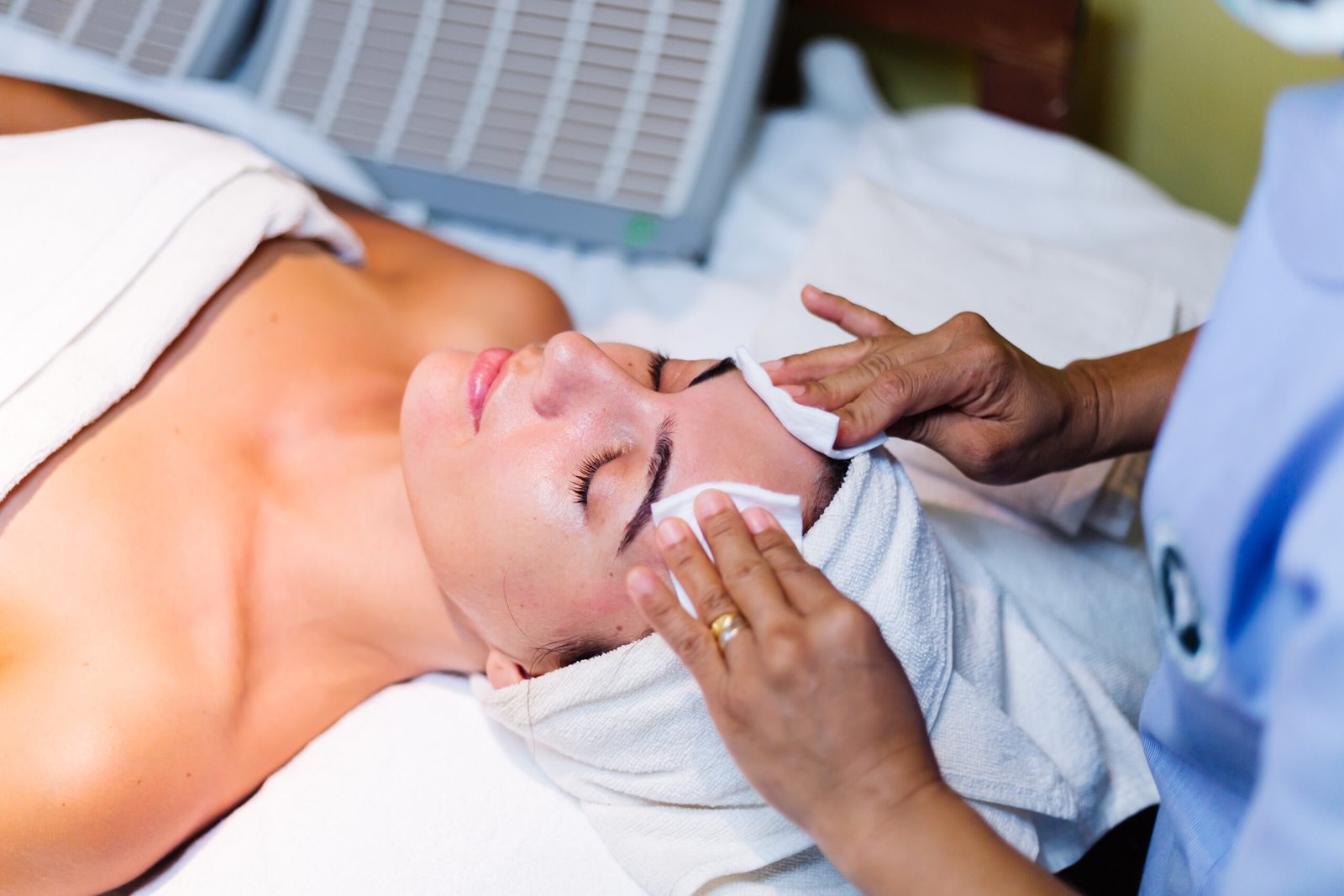 Professional facial skin cleansing and rejuvenation treatment at aesthetic clinic